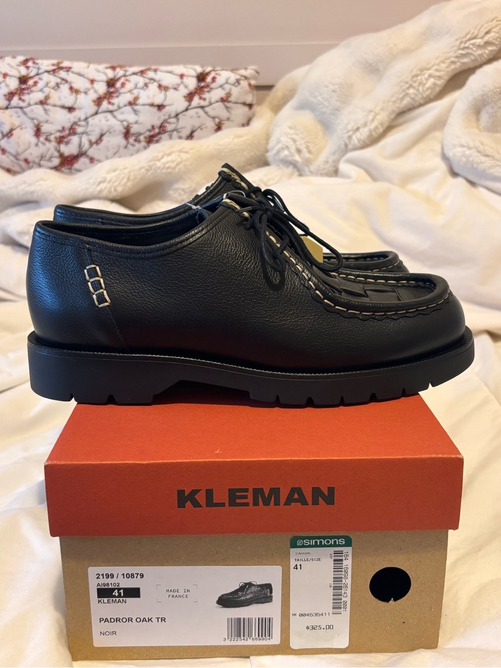 Kleman Men's Black Padror Oak TR Leather Lace-Up Shoe
